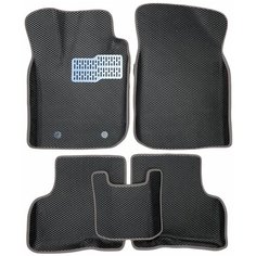 Автомобильные коврики EVA / ЕВА для Renault Logan I 2004-2015 / Рено Логан 1 / черный(ромб)-графитовый + металлический подпятник / 3D 3д с бортами / Gallex