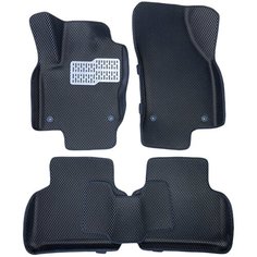 Автомобильные коврики ЕВА / EVA для Volkswagen Tiguan II 2016-2020 / Фольксваген Тигуан 2 / 3D 3д / с бортами / черный-черный + металлический подпятник Gallex