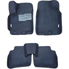 Автомобильные коврики ЕВА / EVA для Hyundai Solaris I 2011-2017 / Хендай Солярис 1 / 3D 3д / с бортами / черный с металлическим подпятником и 2 лого Gallex