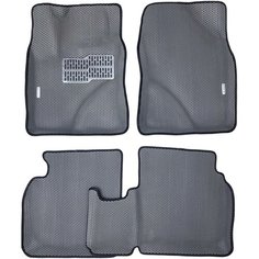 Автомобильные коврики ЕВА / EVA с бортами 3д+ / 3D+ для Toyota Avensis 3 (T270) 2008-2018 серый(соты)-черный / металл подпятник + 2 лого Gallex