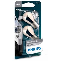 Лампа автомобильная накаливания Philips SilverVision 12496SVB2 PY21W 12V 21W BA15s 2800K 2 шт.