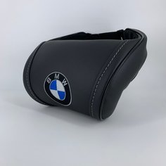 Черная автомобильная подушка под шею на подголовник с вышивкой для BMW. Аксессуары в автомобиль Brave Elephant