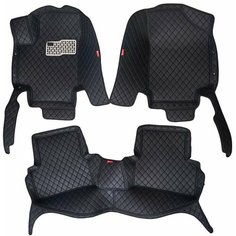 Кожаные 3D коврики Autozs Premium для Hyundai Tucson III (2015+) черные с черной строчкой