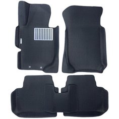 Автомобильные коврики ЕВА / EVA для Honda Accord VII 2002-2008 / Хонда Аккорд 7 / 3D 3д / с бортами / черный-черный + металлический подпятник + шильдик Gallex