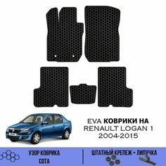 Комплект Ева ковриков для Renault Logan 1 2004-2015 / Эва коврики в салон для Рено Логан / Автоковрики eva Sa Vak S