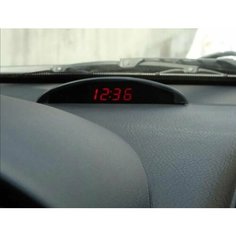 Часы в авто 3 в1 Вольтметр/Термометр/Часы красный Нет бренда
