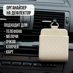 Органайзер-карман в автомобиль для телефона, мелочи, очков, ручек, карточек / Держатель телефона на дефлектор, торпеду, панель, дверь Нет бренда