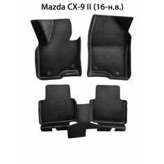 Автомобильные коврики ЭВА с Бортами для Mazda CX-9 II (16-н. в.). ЕВА соты от SUPERVIP для Mazda CX-9 II (16-н. в.). Черный цвет.