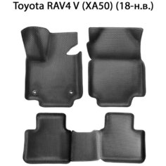 Автомобильные коврики ЭВА с Бортами для Toyota RAV4 V (XA50) для АКПП. ЕВА соты от SUPERVIP для Тойота RAV4 5 (XA50). Серый цвет.