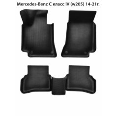 Автомобильные коврики ЭВА с Бортами для Mercedes-Benz C класс IV (w205) 14-21г. ЕВА соты от SUPERVIP. Черный цвет