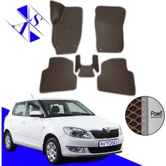 Автомобильные коврики EVA/ЕВА/ЭВА для Skoda Fabia 2 (MK2) Шкода Фабия МК2 2007-2014 коричневый серый Avtoso