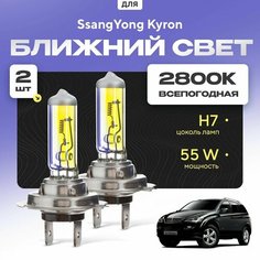 Всепогодные галогеновые лампочки 2800К H7 2шт для SsangYong Kyron. Комплект галогена в ближний свет для для Ссангйонг кайрон Va24 Ru
