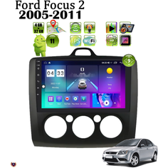 Автомагнитола для FORD Focus 2 (2005-2011) кондиционер, Android 11, 4/32 GB, GPS, Bluetooth, WiFi, IPS экран, FM, сенсорные кнопки, поддержка кнопок на руле Podofo