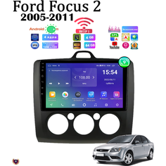 Автомагнитола для FORD Focus 2 (2005-2011) кондиционер, Android 11, 4/64 GB, GPS, Bluetooth, WiFi, IPS экран, FM, сенсорные кнопки, поддержка кнопок на руле Podofo