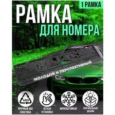 Рамка для номера автомобиля, госномера, универсальная с надписью "Молодой и перспективный", 1 шт Autoret.Rf