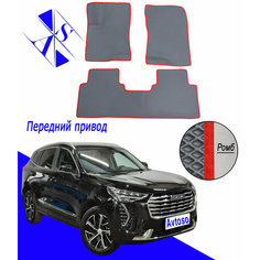 Автомобильные коврики EVA/ЕВА/ЭВА для Хавал Джолион / Haval Jolion 1 (АКПП) 2021-н. в серый красный Avtoso