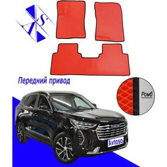 Автомобильные коврики EVA/ЕВА/ЭВА для Хавал Джолион / Haval Jolion 1 (АКПП) 2021-н. в красный черный Avtoso