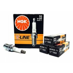 Свечи зажигания для Hyundai Accent 2 (ТагАЗ), Elantra 3 (XD), Tucson JM (2.0L), Mazda 3 (1.6L), NGK V-Line №33, 18814-11051 / BKR5E-11 / K16PR-U11
