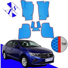 Автомобильные коврики EVA/ЕВА/ЭВА для Volkswagen Polo VI / Фольксваген Поло 6 2020 – н. в. василек красный Avtoso