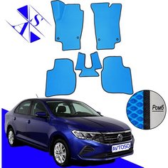 Автомобильные коврики EVA/ЕВА/ЭВА для Volkswagen Polo VI / Фольксваген Поло 6 2020 – н. в. василек черный Avtoso