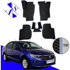 Автомобильные коврики EVA/ЕВА/ЭВА для Volkswagen Polo VI / Фольксваген Поло 6 2020 – н. в. черный василек Avtoso