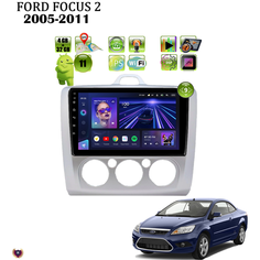 Автомагнитола для Ford Focus 2 кондиционер (2005-2011), Android 11, 4/32Gb, Wi-Fi, Bluetooth, GPS, IPS экран, Hands Free, разделение экрана, поддержка кнопок на руле Podofo