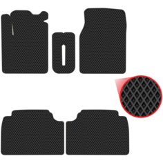 Автомобильные коврики EVA для Volkswagen Sharan I (1995-2010), чёрные с чёрным кантом, ячейка - ромб Carstar