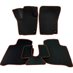 EVA коврики для Volkswagen Polo 6 (2020-2022) лифтбек / Фольксваген Поло лифтбек / Черные соты / Коричневый кант / Комплект 5 шт. Evaformat