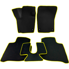 EVA коврики для Volkswagen Polo 6 (2020-2022) лифтбек / Фольксваген Поло лифтбек / Черные соты / Желтый кант / Комплект 5 шт. Evaformat