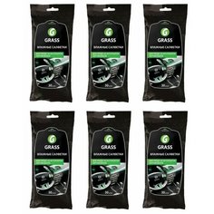 Grass Салфетки влажные Для ухода за интерьером авто, 30 шт/уп, 6 уп