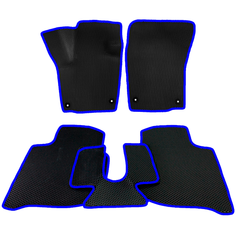 EVA коврики для Volkswagen Polo 6 (2020-2022) лифтбек / Фольксваген Поло лифтбек / Черные соты / Синий кант / Комплект 5 шт. Evaformat