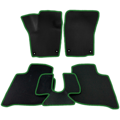 EVA коврики для Volkswagen Polo 6 (2020-2022) лифтбек / Фольксваген Поло лифтбек / Черные соты / Зеленый кант / Комплект 5 шт. Evaformat