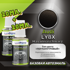 Luxfore подкраска для царапин и сколов Audi LY8X Havannaschwarz 20 мл + лак 20 мл комплект