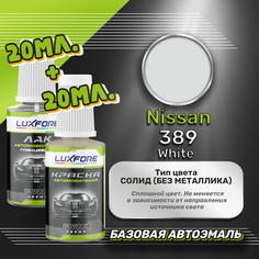 Luxfore подкраска для царапин и сколов Nissan 389 White 20 мл + лак 20 мл комплект