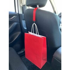 Универсальный мягкий крючок вешалка в авто на подголовник красный 1 шт Нет бренда