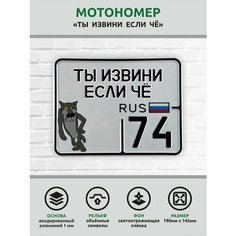 Сувенирный номер на мопед мото велосипед металлический рельефный светоотражающий с вашим регионом и изображением 190*145 мм Ретрознак