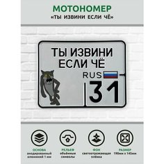 Сувенирный номер на мопед мото велосипед металлический рельефный светоотражающий с вашим регионом и изображением 190*145 мм Ретрознак
