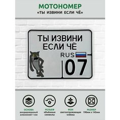 Сувенирный номер на мопед мото велосипед металлический рельефный светоотражающий с вашим регионом и изображением 190*145 мм Ретрознак
