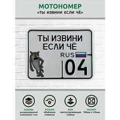 Сувенирный номер на мопед мото велосипед металлический рельефный светоотражающий с вашим регионом и изображением 190*145 мм Ретрознак