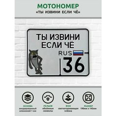 Сувенирный номер на мопед мото велосипед металлический рельефный светоотражающий с вашим регионом и изображением 190*145 мм Ретрознак