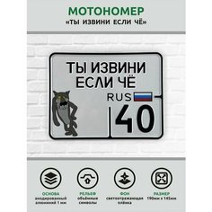 Сувенирный номер на мопед мото велосипед металлический рельефный светоотражающий с вашим регионом и изображением 190*145 мм Ретрознак