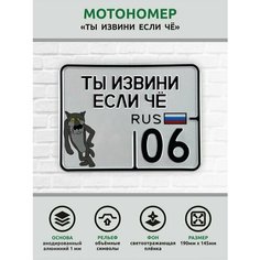 Сувенирный номер на мопед мото велосипед металлический рельефный светоотражающий с вашим регионом и изображением 190*145 мм Ретрознак