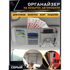 KoLeli / Органайзер на козырек автомобиля, держатель для очков, хранение вещей в машине, серый