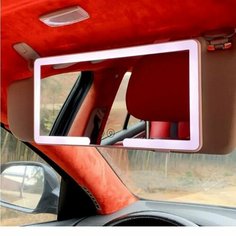 Зеркало с подсветкой, Зеркало в салон автомобиля, Зеркало в машину, Зеркало в машину, Зеркало на солнцезащитный козырек, зеркало автомобильное на солнцезащитный козырек Без бренда