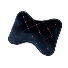 Подушки автомобильные черный ромб, красная строчка на подголовник, велюр 2 шт. Extend Auto