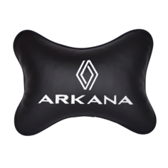 Автомобильная подушка на подголовник экокожа Black с логотипом автомобиля RENAULT Arkana Vital Technologies