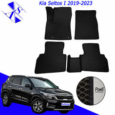 Автомобильные коврики EVA/ЕВА/ЭВА для Kia Seltos 1 2019-2023 / Киа Селтос 1 2019-2023 черный черный Avtoso