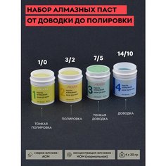 Набор из 4 алмазных паст SKATA / абразивные полировальные пасты / для шлифовки, для доводки, для полировки, финишная / для металла