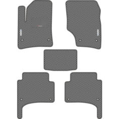 Автомобильные коврики EVA для Volkswagen Touareg I (2002-2010), с каучуковым подпятником и 2 эмблемами, серые с серым кантом, ячейка - ромб Carstar