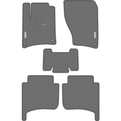 Автомобильные коврики EVA для Volkswagen Touareg II (2010-2018), с каучуковым подпятником и 2 эмблемами, серые с серым кантом, ячейка - ромб Carstar